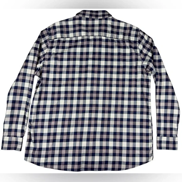 Johnston & Murphy Men’s Long Sleeve Button Down Navy Brown Plaid Mens XL - Picture 8 of 10